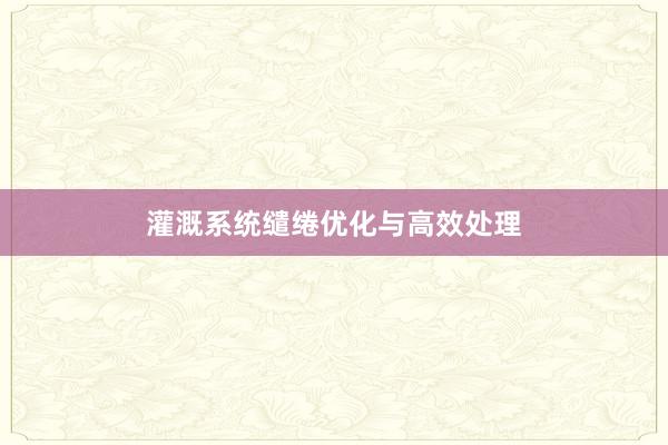 灌溉系统缱绻优化与高效处理