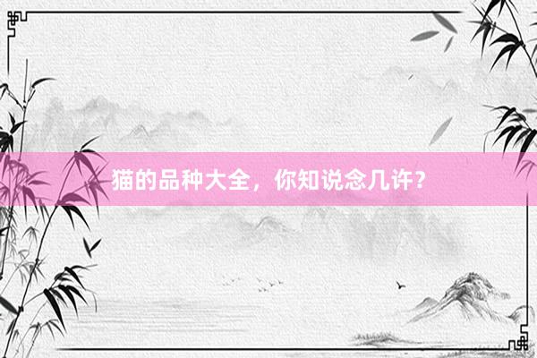 猫的品种大全，你知说念几许？